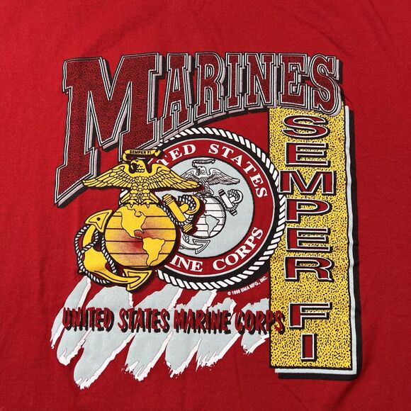 Vintage Y2K United Stated Marine Corp USMC‎ Semper Fi Shirt Men’s 2XL Red - Picture 4 of 16